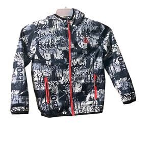 Reebok Boys 6/7 Active Full-Zip Jacket Graffiti Rain Windbreaker Hoodie Pockets